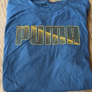 Puma Men's Navy Tee with Yellow Graphic Logo